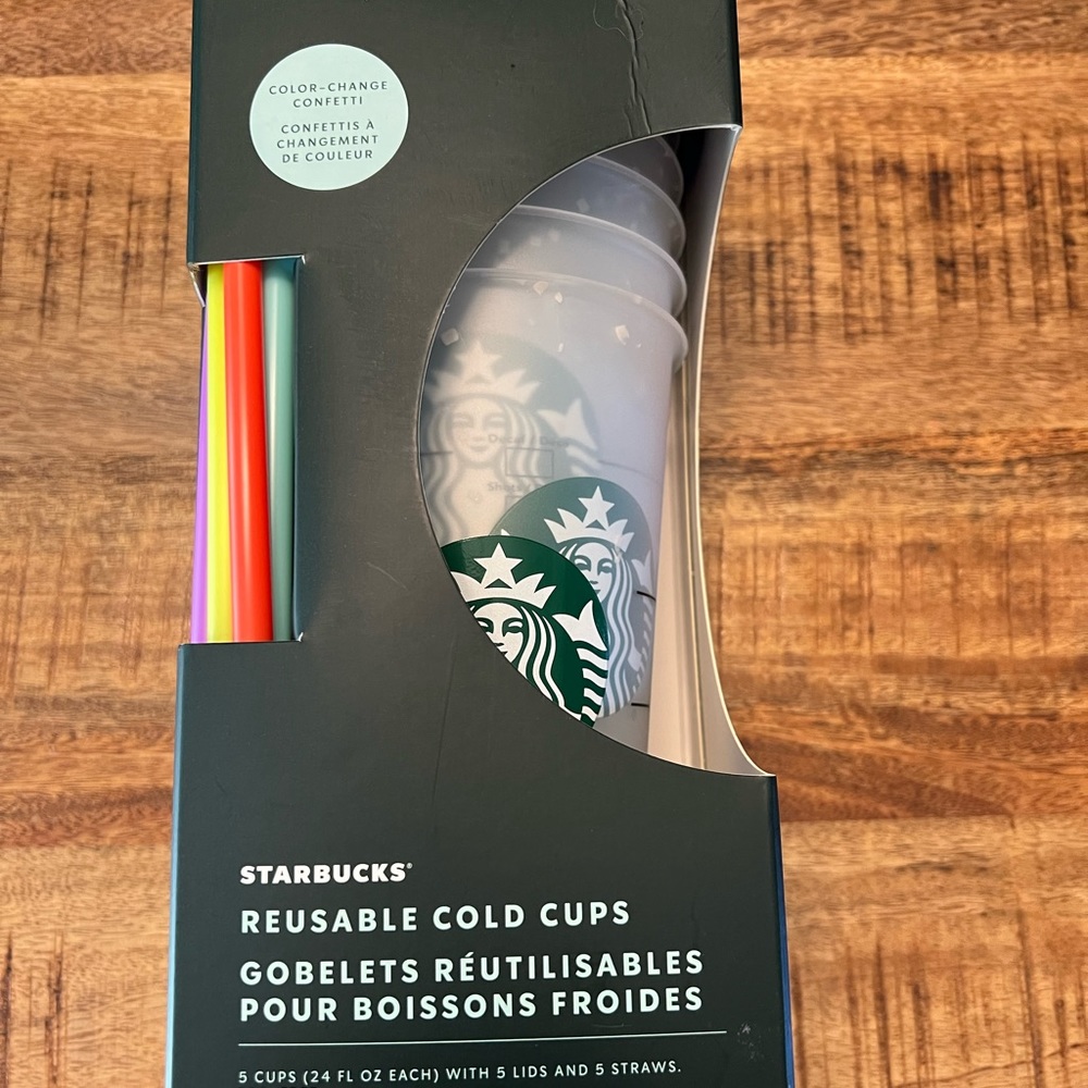 Starbucks Color Changing Confetti Tumbler with Straws